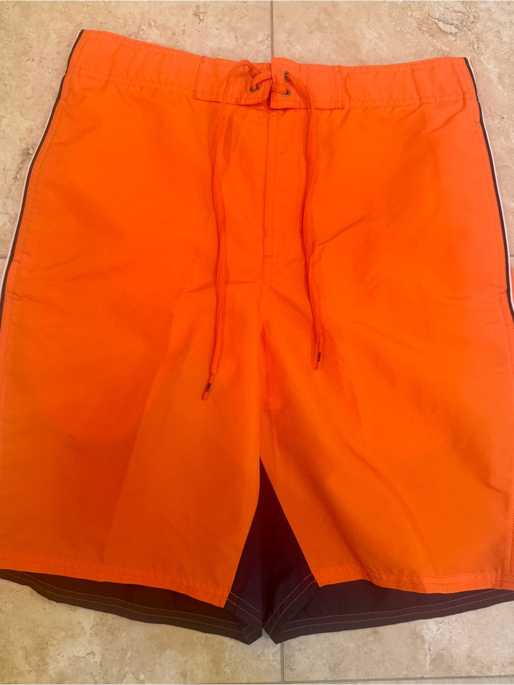 Nike Navy and Orange Mesh-Lined Athletic Shorts